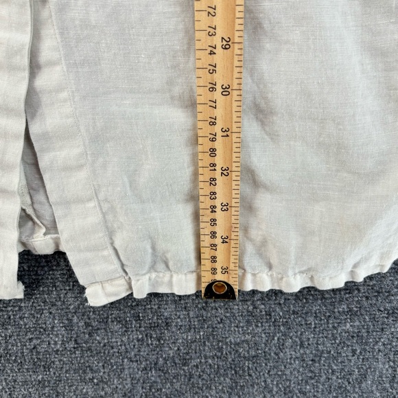 VINTAGE 80s Benetton Off White Linen Button Down Shirt Dress Tunic Womens Small - Picture 8 of 11